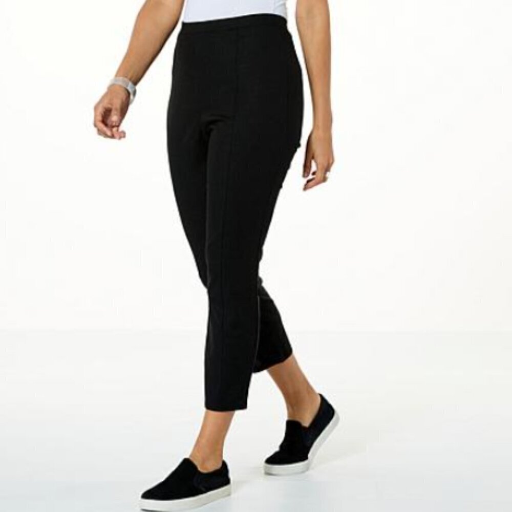 Wynne Collection White Linen Blend Crop Semi Sheer Pull On Breezy Pants Medium